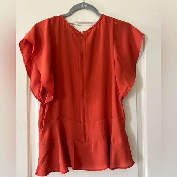 Stella & Dot Rich Rust Polyester Back Zip Blouse Women’s Size Small - Picture 8 of 15